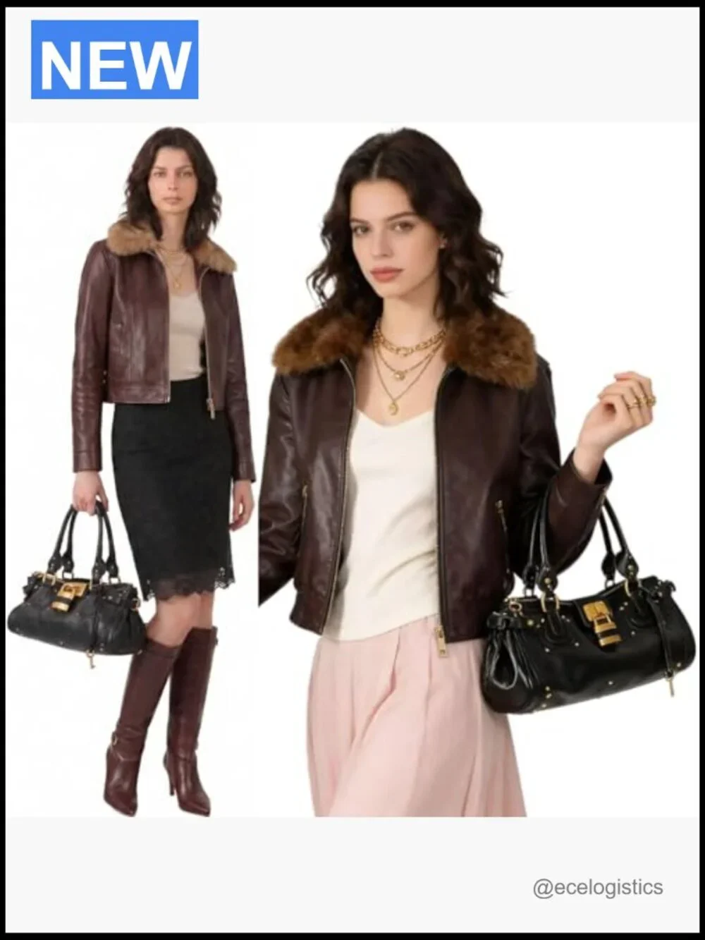 Vintage Y2K Lock East West Bag Top Handle Satchel Faux Leather Studded Shoulder